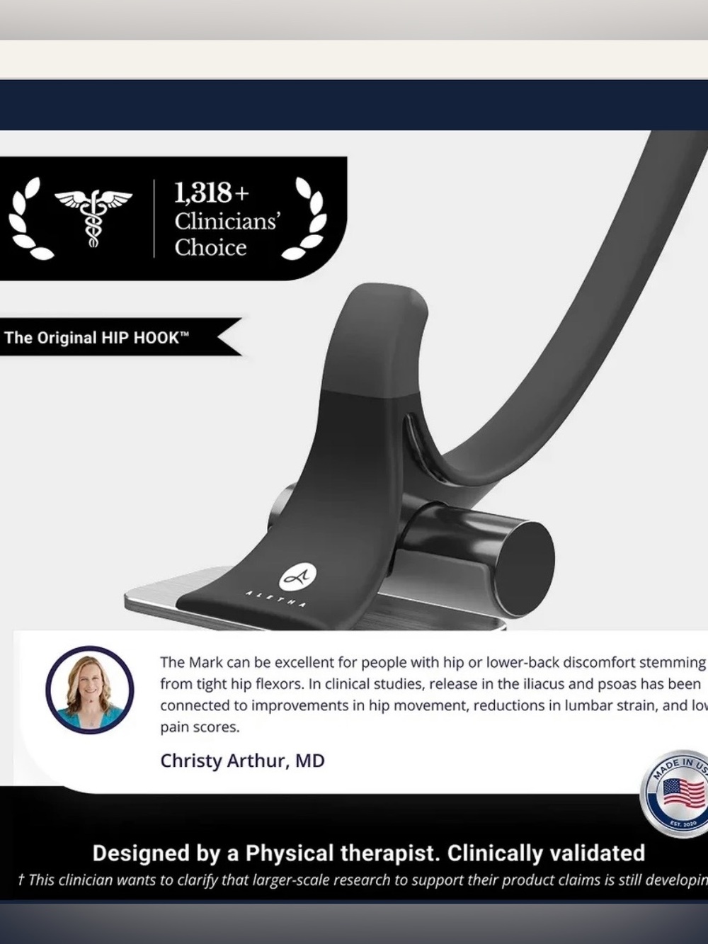 Black Hip Hook™ Therapeutic Stretching Tool